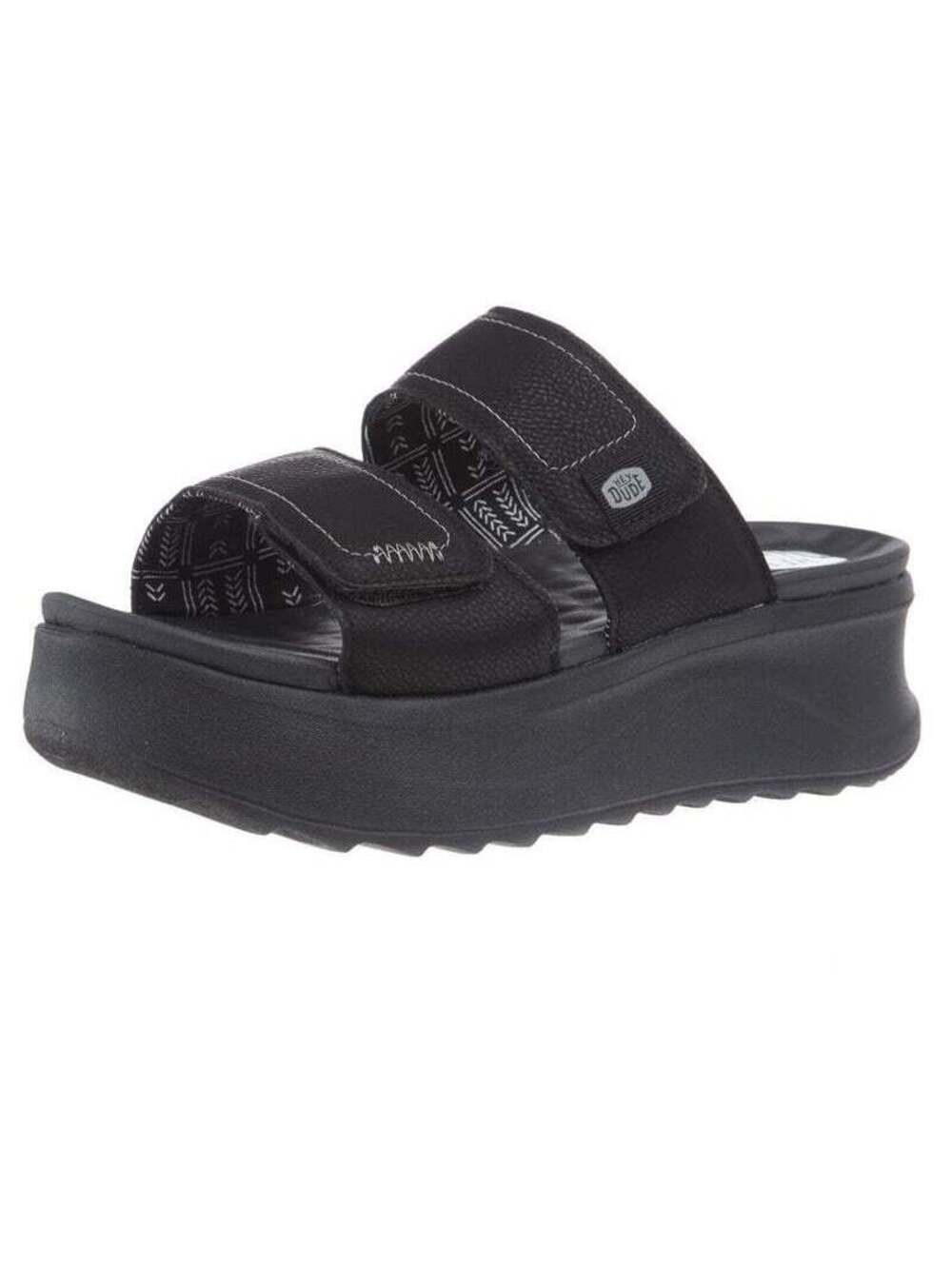 HEY DUDE WOMEN`S DELRAY SLIDE BLACK SANDALS Size 10